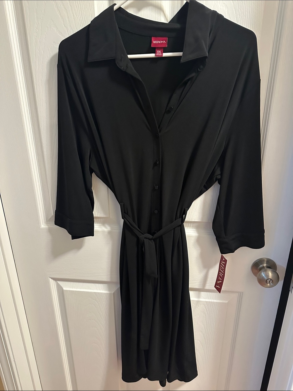 Merona Black Midi Shirt Dress with Waist Tie